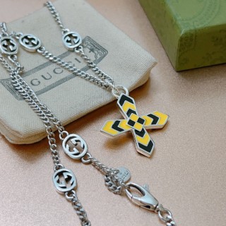 Gucci Double G Anger Forest Cross Pendant Chain Necklace Silver view 9