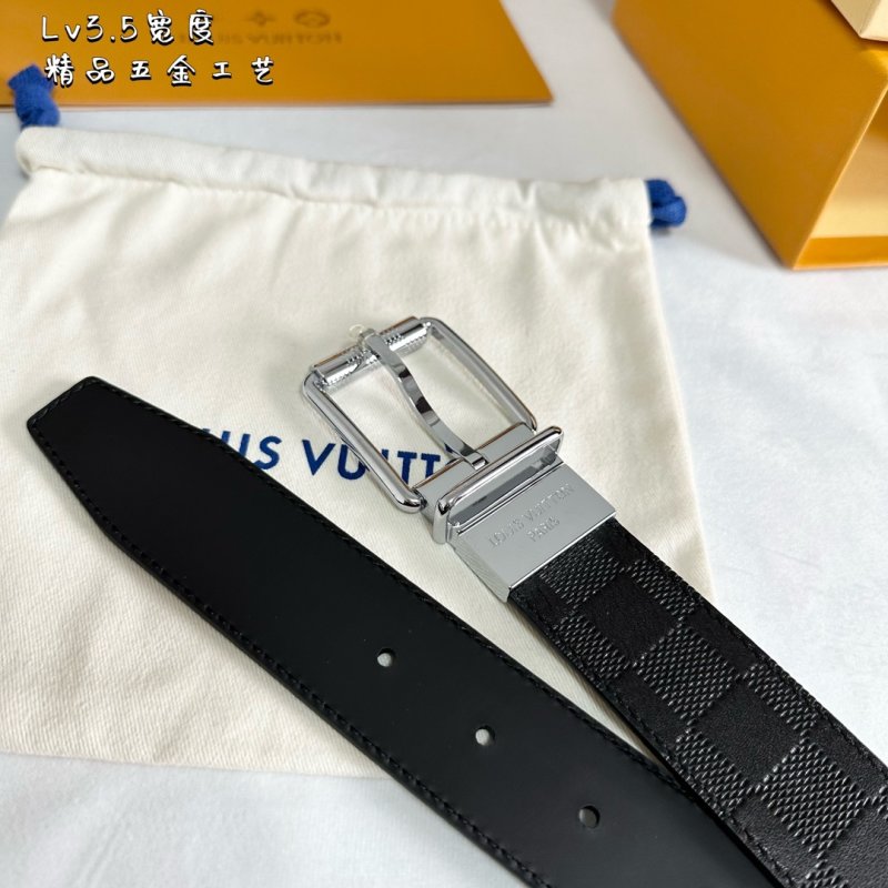 Louis Vuitton Black Leather Belt with Silver Buckle view