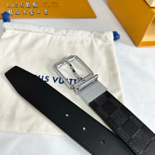 Louis Vuitton Black Leather Belt with Silver Buckle view 2