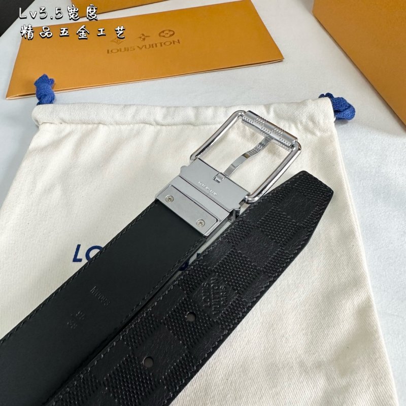 Louis Vuitton Black Leather Belt with Silver Buckle view
