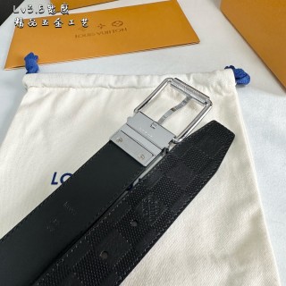 Louis Vuitton Black Leather Belt with Silver Buckle view 3