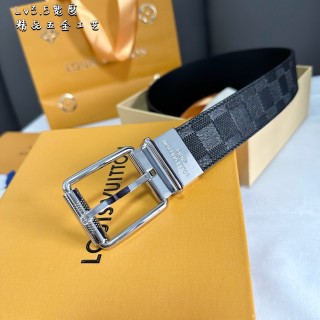 Louis Vuitton Black Leather Belt with Silver Buckle view 4