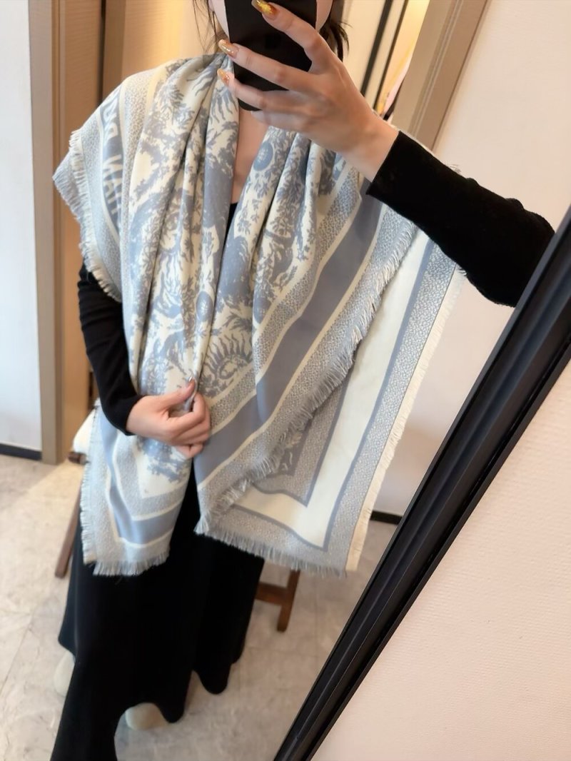 Dior 4 Saisons Printemps Soleil Square Scarf - Blue/Cream