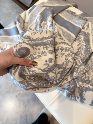 Dior 4 Saisons Printemps Soleil Square Scarf - Blue/Cream view 4