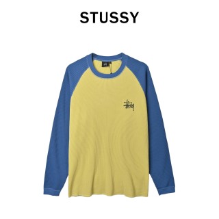 Stussy Waffle Enzyme Wash Raglan Long Sleeve Tee Yellow Blue