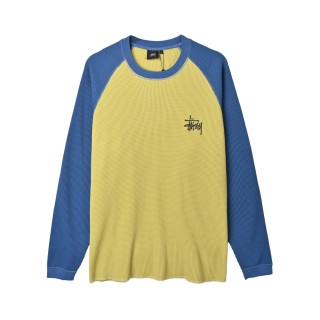 Stussy Waffle Enzyme Wash Raglan Long Sleeve Tee Yellow Blue view 3