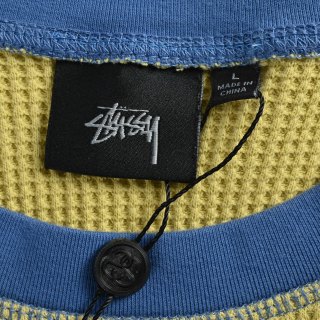 Stussy Waffle Enzyme Wash Raglan Long Sleeve Tee Yellow Blue view 5