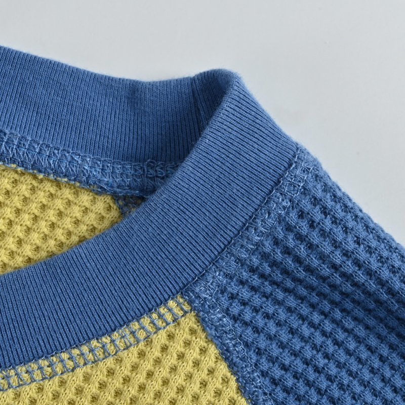 Blue & Yellow Colorblock Thermal Long Sleeve Tee view