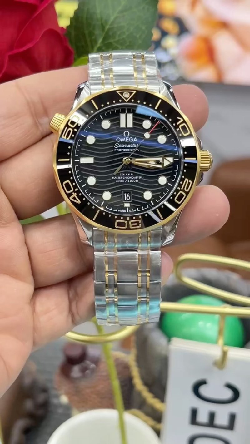 Omega Seamaster 300M Black Dial Two-Tone Watch