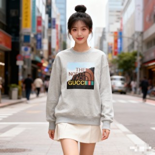 Designer-Inspired Grey Sweatshirt with Iconic Mountain Logo Print