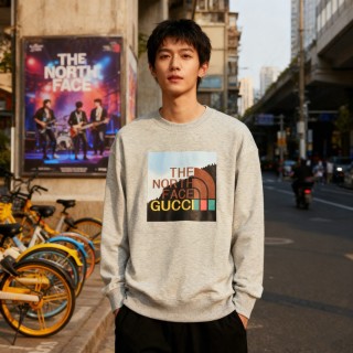 Designer-Inspired Grey Sweatshirt with Iconic Mountain Logo Print view 2