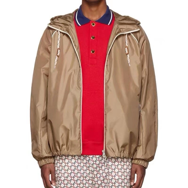 Gucci Beige Nylon Zip Hooded Windbreaker Jacket view