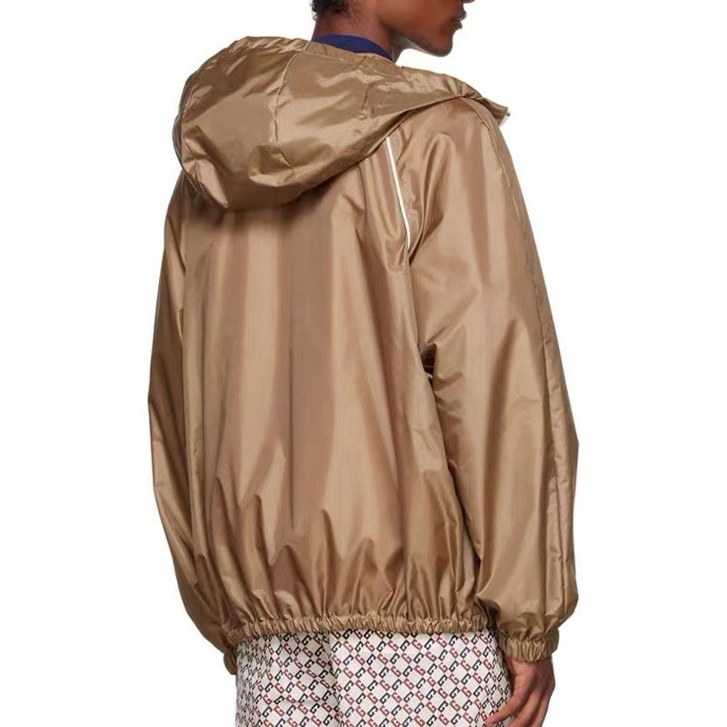 Gucci Beige Nylon Zip Hooded Windbreaker Jacket view
