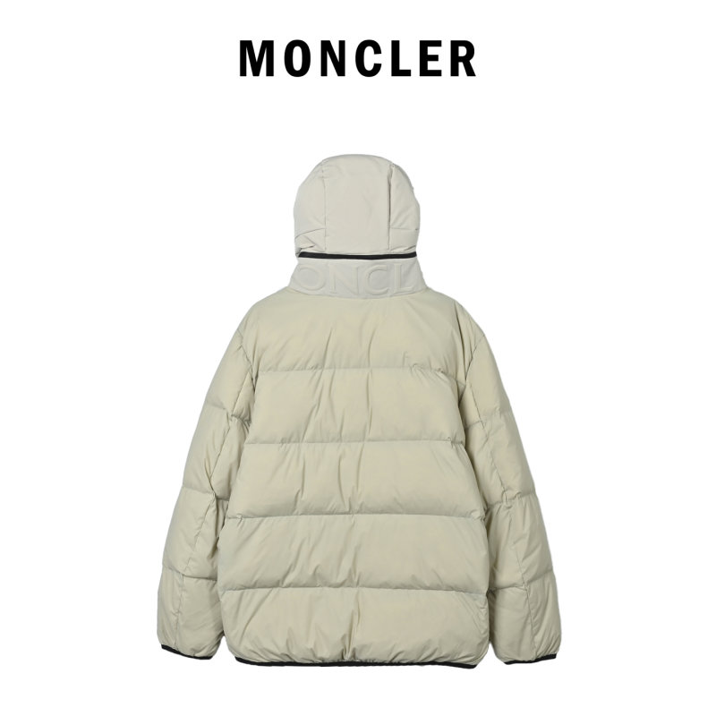 Cream Puffer Down Jacket - Cropped Fit view
