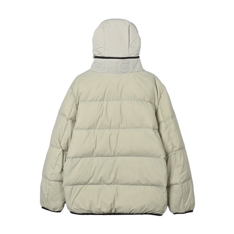 Cream Puffer Down Jacket - Cropped Fit view