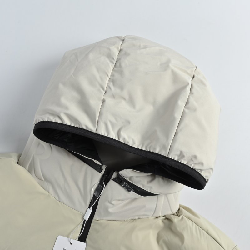 Cream Puffer Down Jacket - Cropped Fit view