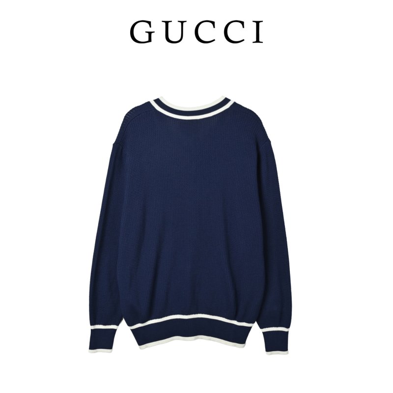 Navy V-Neck Varsity Stripe Ribbed Sweater view