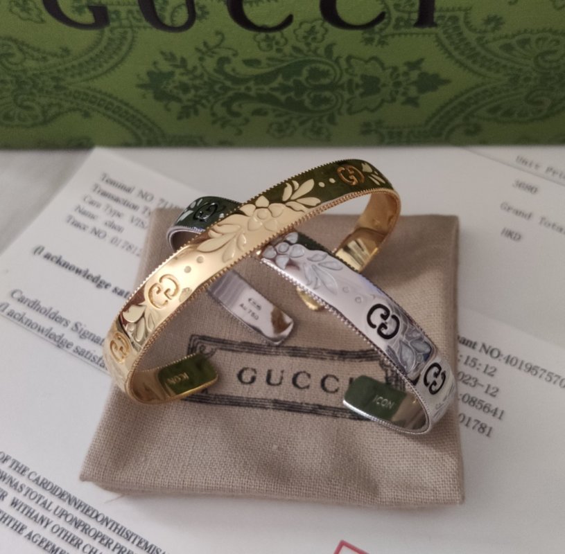 Gucci Double G Enamel Flower Gold-Plated Open Cuff Bracelet view