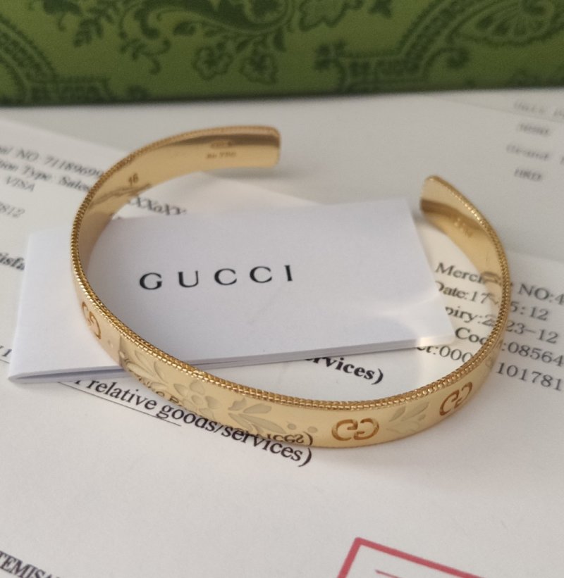 Gucci Double G Enamel Flower Gold-Plated Open Cuff Bracelet view
