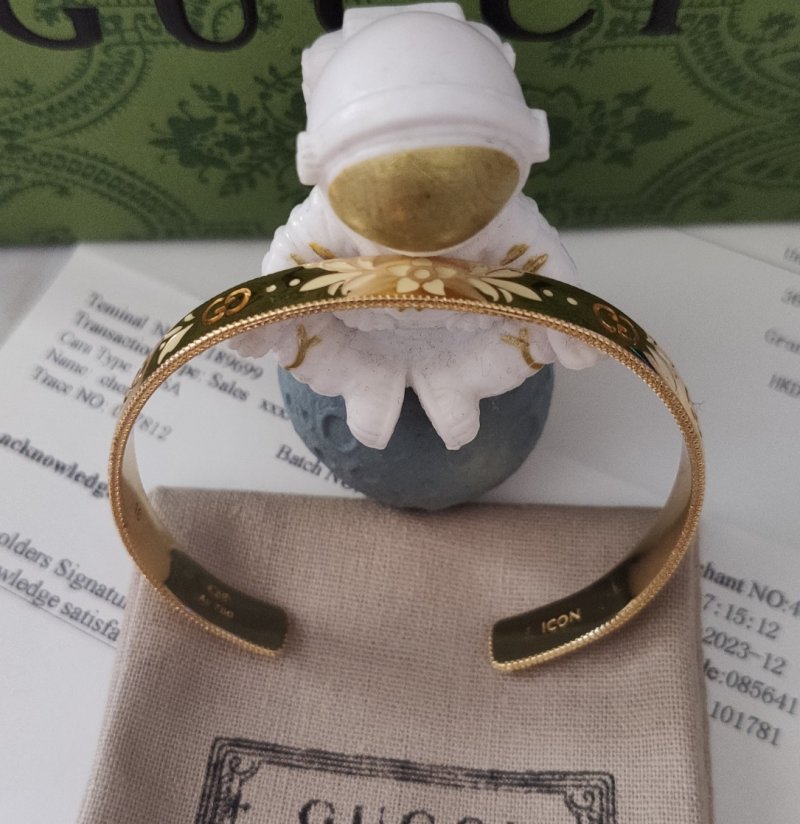 Gucci Double G Enamel Flower Gold-Plated Open Cuff Bracelet view