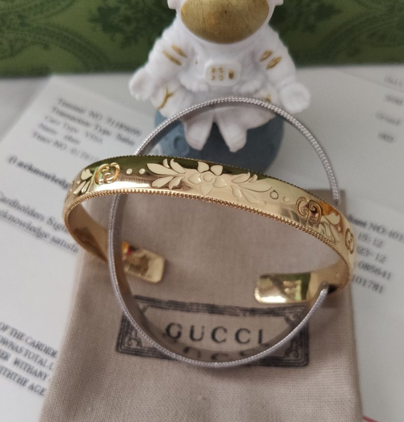 Gucci Double G Enamel Flower Gold-Plated Open Cuff Bracelet view