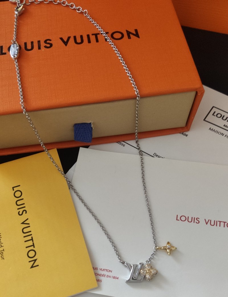 Louis Vuitton Gram Monogram Floral Zirconia Pendant Necklace