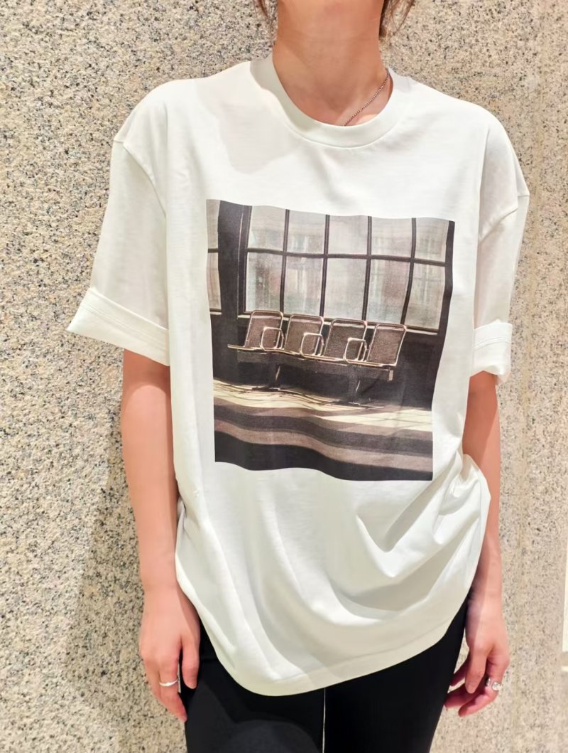 Cream Graphic Print Short Sleeve T-Shirt - Window Scene