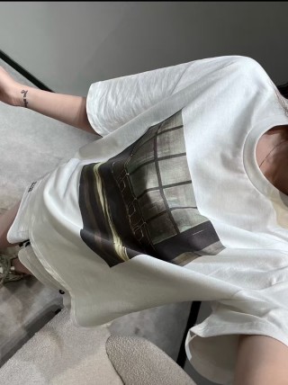 Cream Graphic Print Short Sleeve T-Shirt - Window Scene view 6