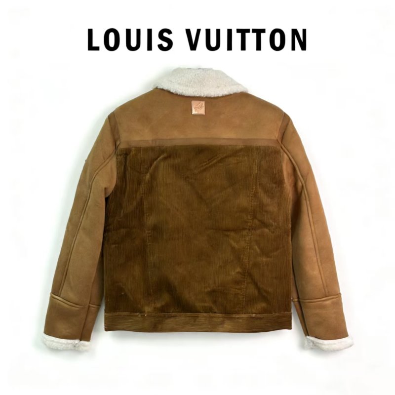 Camel Sherpa Lined Jacket with Corduroy Trim view