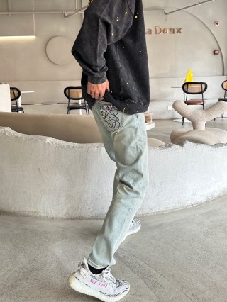 Light Wash Straight Leg Denim Jeans view 5