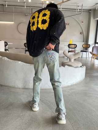 Light Wash Straight Leg Denim Jeans view 6