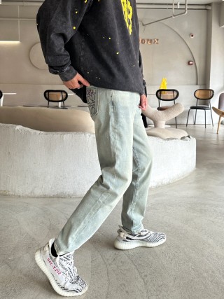 Light Wash Straight Leg Denim Jeans view 8
