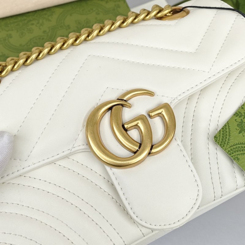 Gucci GG Marmont Quilted Shoulder Bag - White view