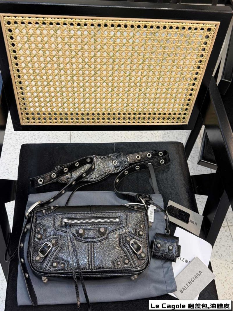 Balenciaga Le Cagole Flip-Top Motorcycle Bag Black