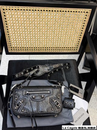 Balenciaga Le Cagole Flip-Top Motorcycle Bag Black