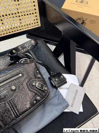Balenciaga Le Cagole Flip-Top Motorcycle Bag Black view 3