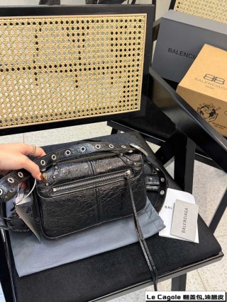 Balenciaga Le Cagole Flip-Top Motorcycle Bag Black view 7
