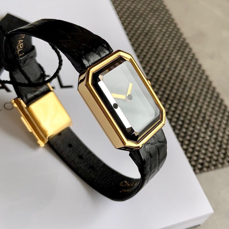 Chanel Premiere Vintage-Inspired Black Gold Square Watch view