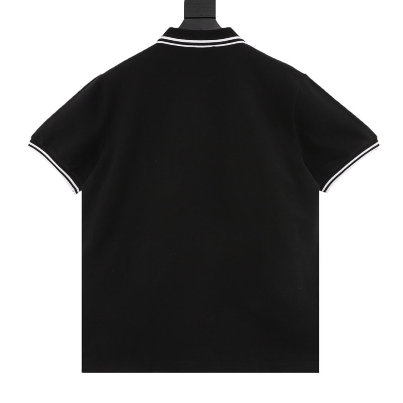Essentials Black Polo T-Shirt with Ribbed Collar view