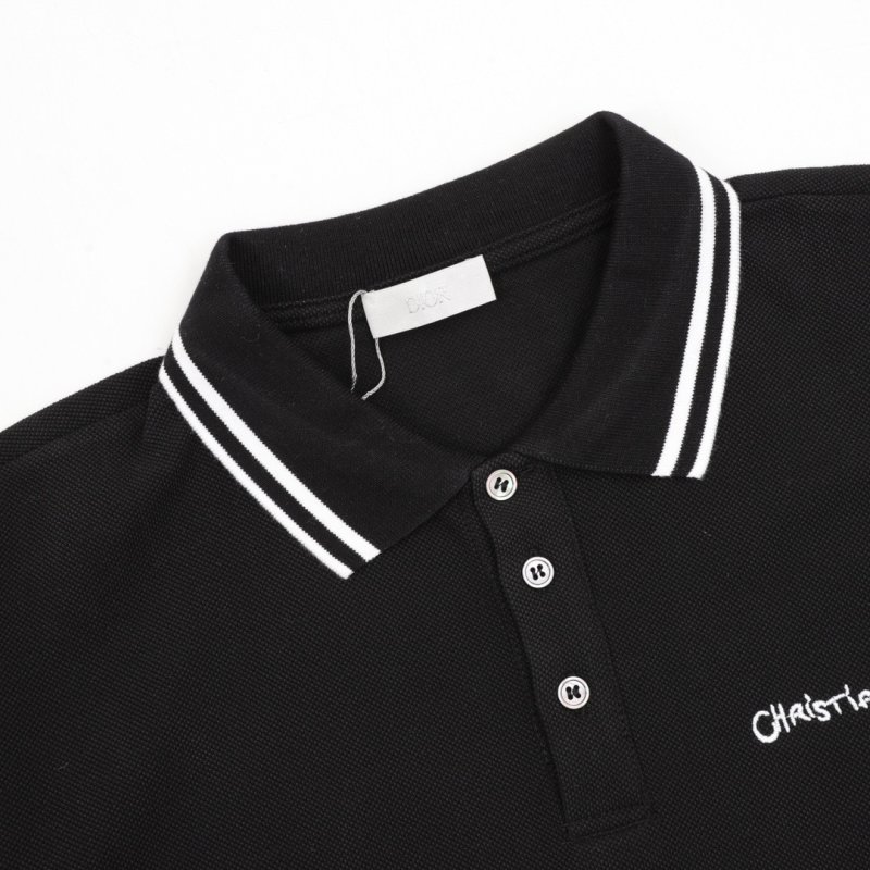 Essentials Black Polo T-Shirt with Ribbed Collar view