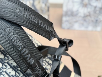 Dior Oblique Monogram Backpack Black & Beige view 8