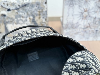 Dior Oblique Monogram Backpack Black & Beige view 9