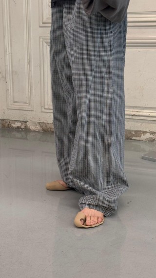 Grey Gingham Check Cargo Pants view 3