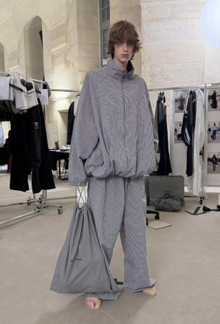 Grey Gingham Check Cargo Pants view 5