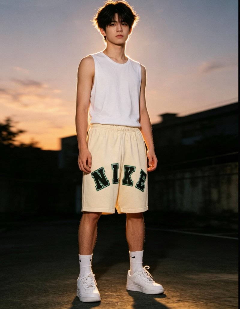 Nike Cream Varsity Logo Shorts