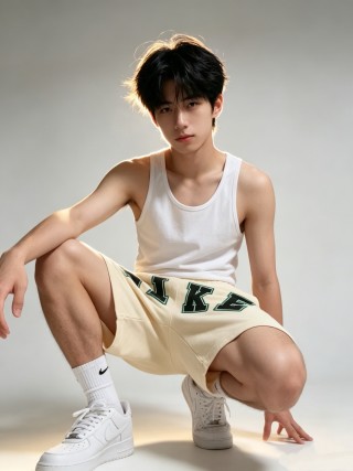 Nike Cream Varsity Logo Shorts view 2