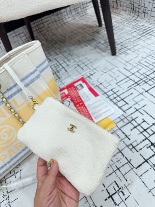 Chanel Striped Canvas Beach Tote Bag – Blue, Yellow & Cream view 2