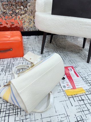 Chanel Striped Canvas Beach Tote Bag – Blue, Yellow & Cream view 5