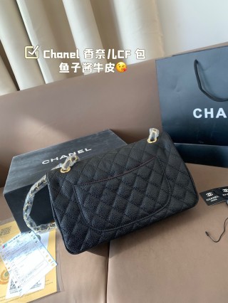 Chanel CF Classic Flap Black Caviar Leather Shoulder Bag view 4