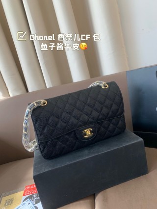 Chanel CF Classic Flap Black Caviar Leather Shoulder Bag view 6
